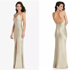 Dessy Champagne V-Neck Slip Dress Size XS